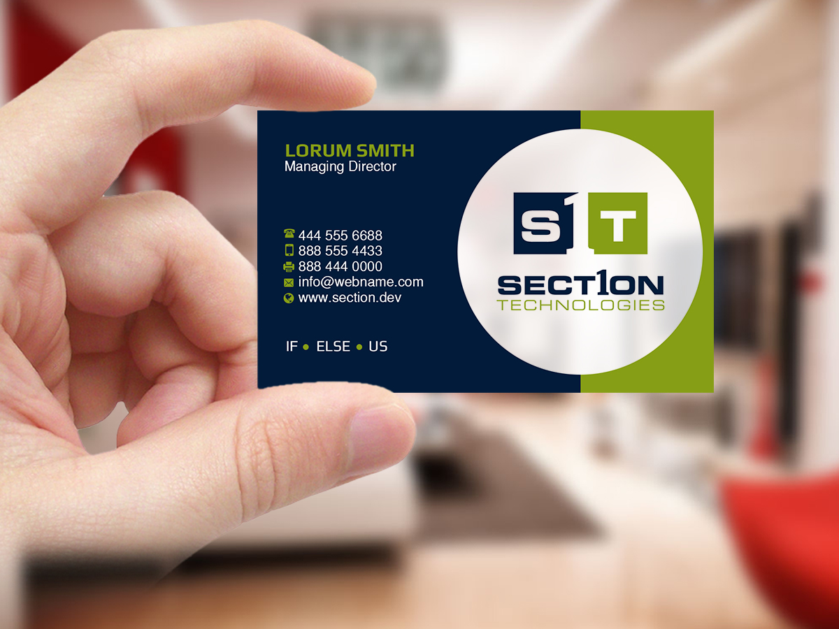 Business Card Design by Creations Box 2015 for Section 1 Technologies | Design #23818948