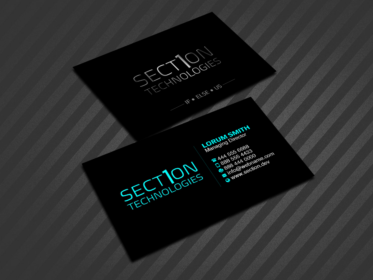 Business Card Design by Creations Box 2015 for Section 1 Technologies | Design #23822674