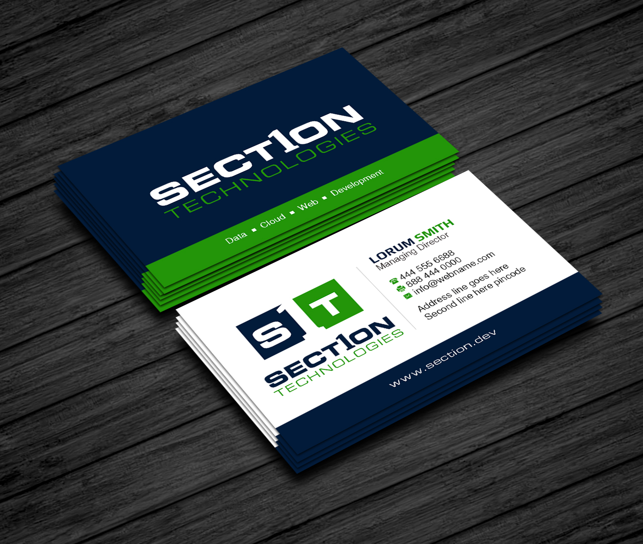 Visitenkarten-Design von Creations Box 2015 für Section 1 Technologies | Design #23878246