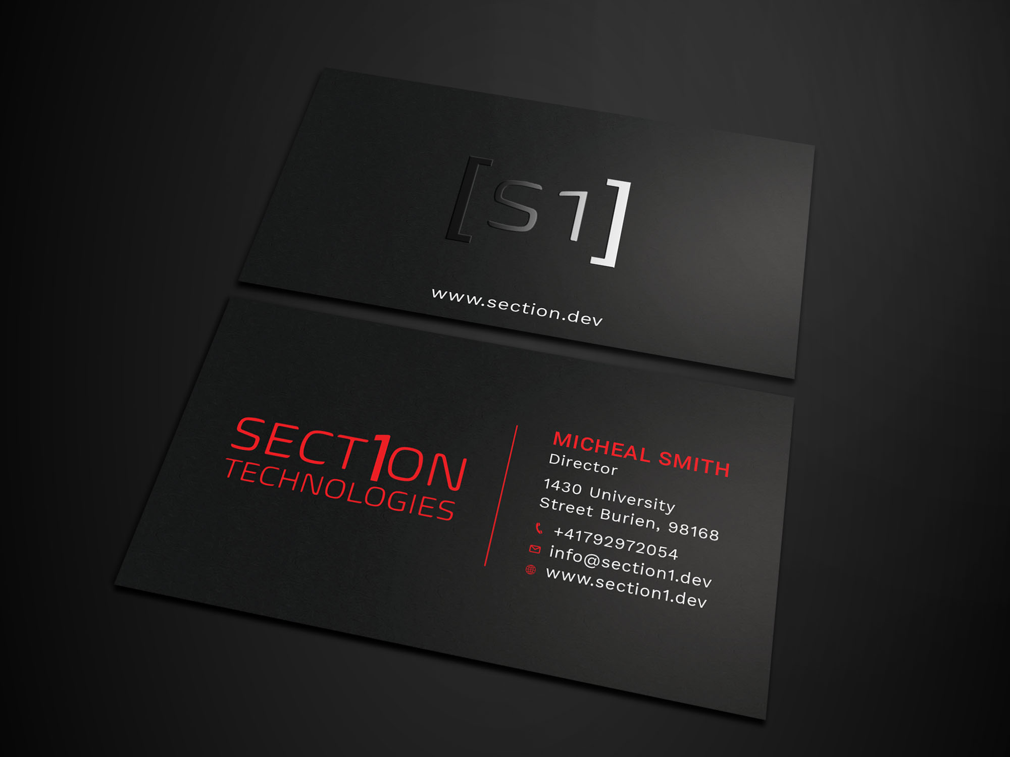 Business Card Design by Tripti Ranjan Gain for Section 1 Technologies | Design #23819104