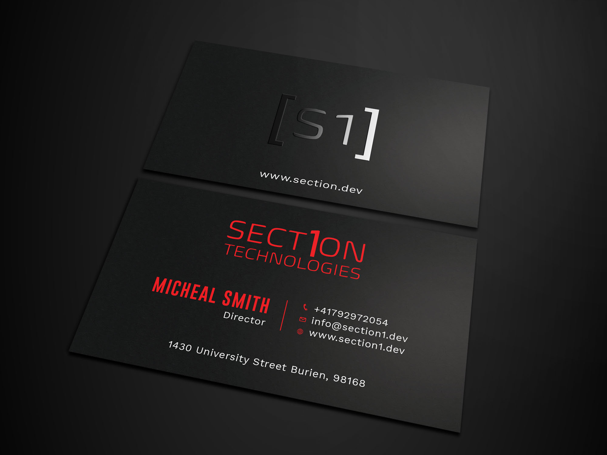 Business Card Design by Tripti Ranjan Gain for Section 1 Technologies | Design #23819108