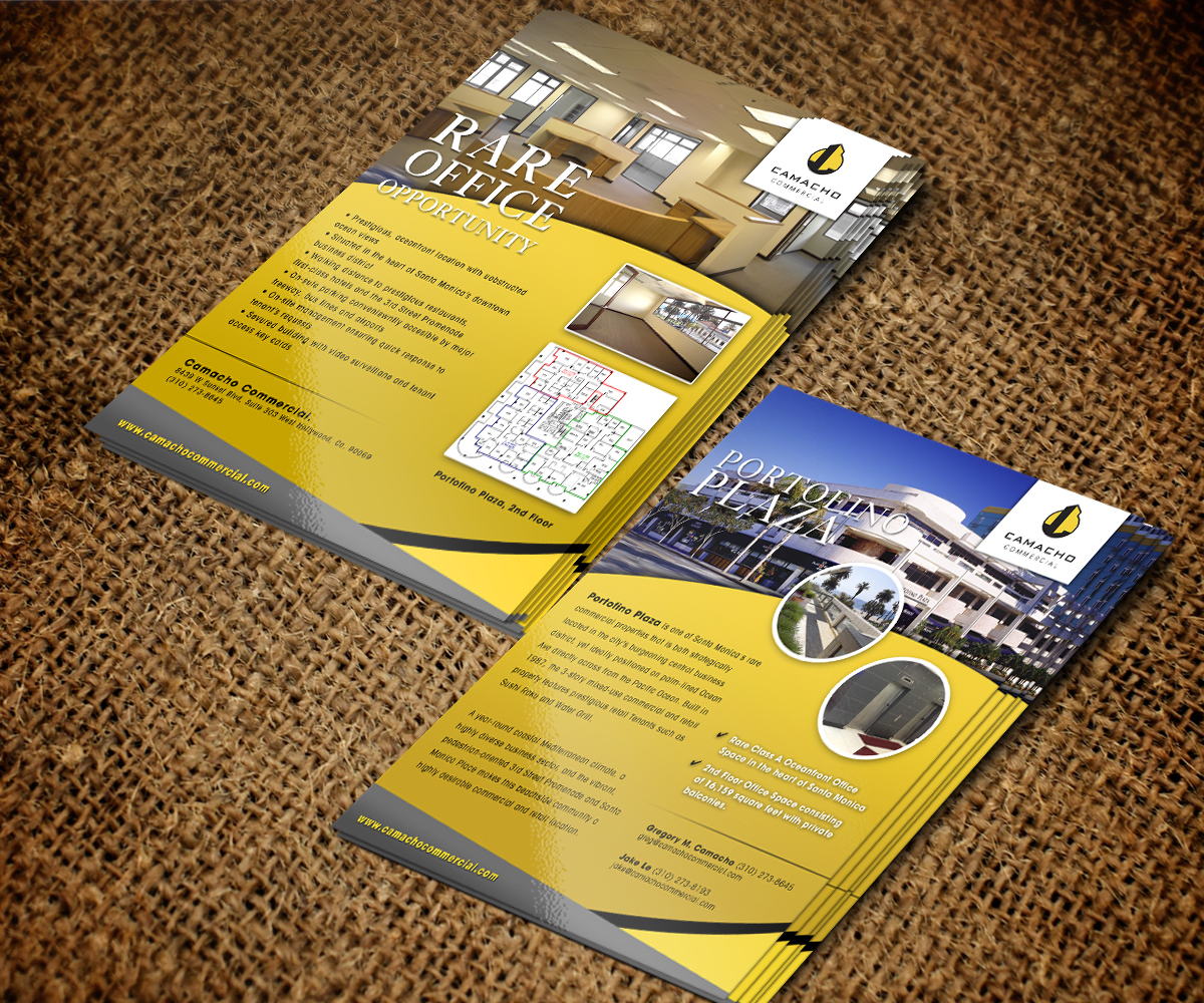 bold modern real estate flyer design for camacho commercial real yellow commercial real estate flyer