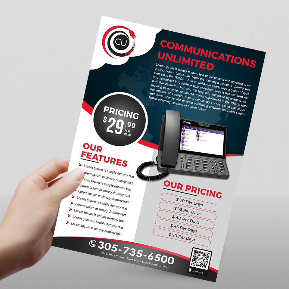Diseño de Flyer por LAXMI DESIGNHUB para Communications Unlimited | Diseño #23829237