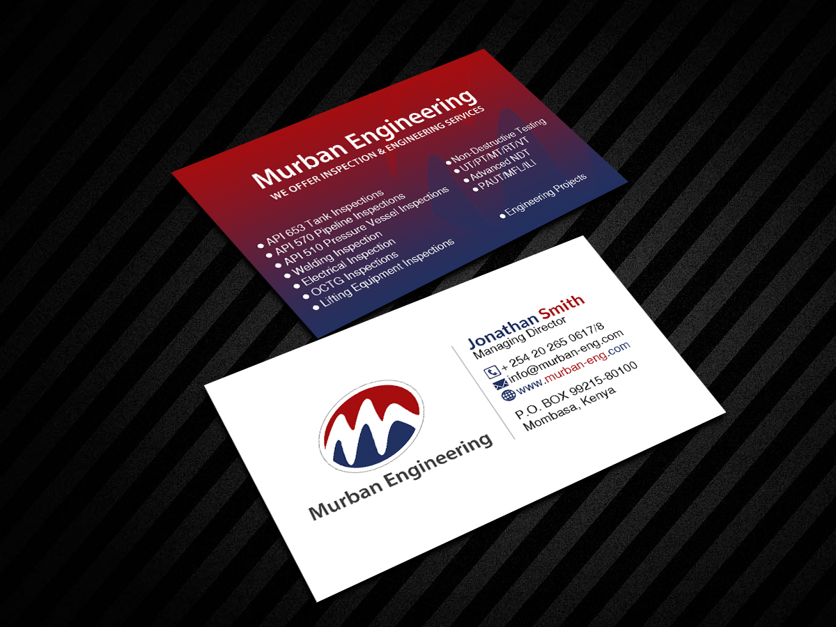 Business Card Design by Creations Box 2015 for Murban Engineering | Design #23831233