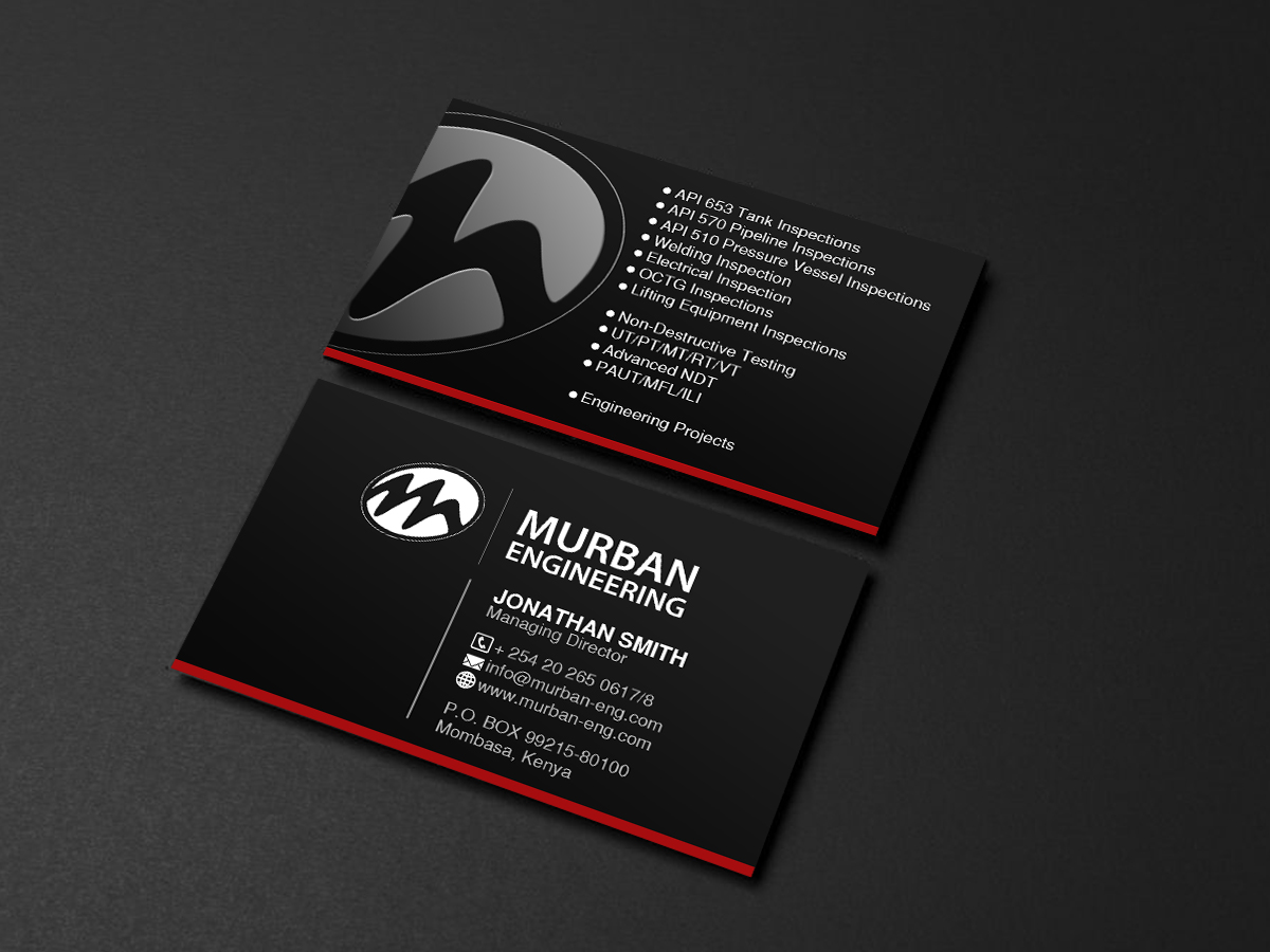 Business Card Design by Creations Box 2015 for Murban Engineering | Design #23837819