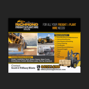 Flyer Design by NatPearlDesigns for Richmond Freight & Plant Hire Pty Ltd  | Design: #23852541