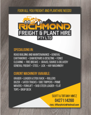 Flyer Design by alex989 for Richmond Freight & Plant Hire Pty Ltd  | Design: #23835338