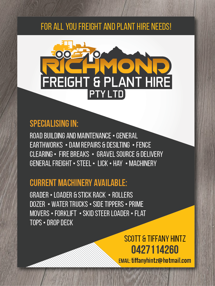 Diseño de Flyer por alex989 para Richmond Freight & Plant Hire Pty Ltd  | Diseño #23835801