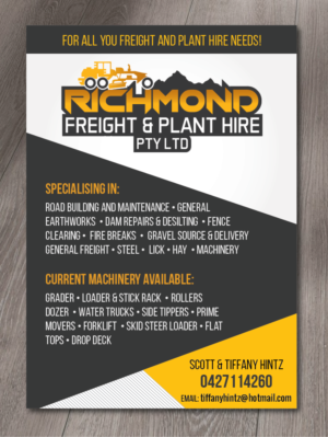 RICHMOND FREIGHT & PLANT HIRE NEEDS A FLYER  | Diseño de Flyer por alex989