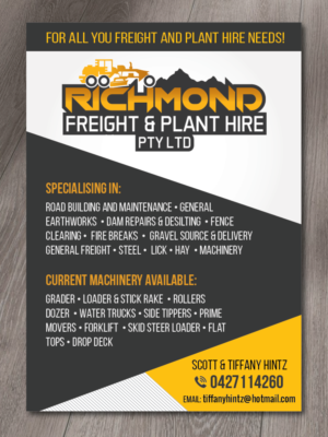 Flyer Design by alex989 for Richmond Freight & Plant Hire Pty Ltd  | Design: #23836741