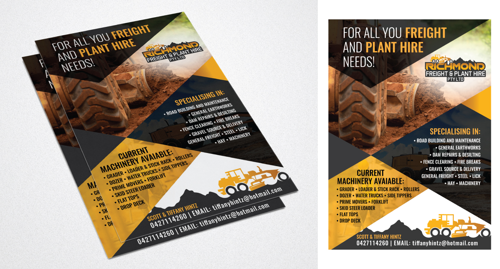 Flyer-Design von Impressive Sol für Richmond Freight & Plant Hire Pty Ltd  | Design #23852039