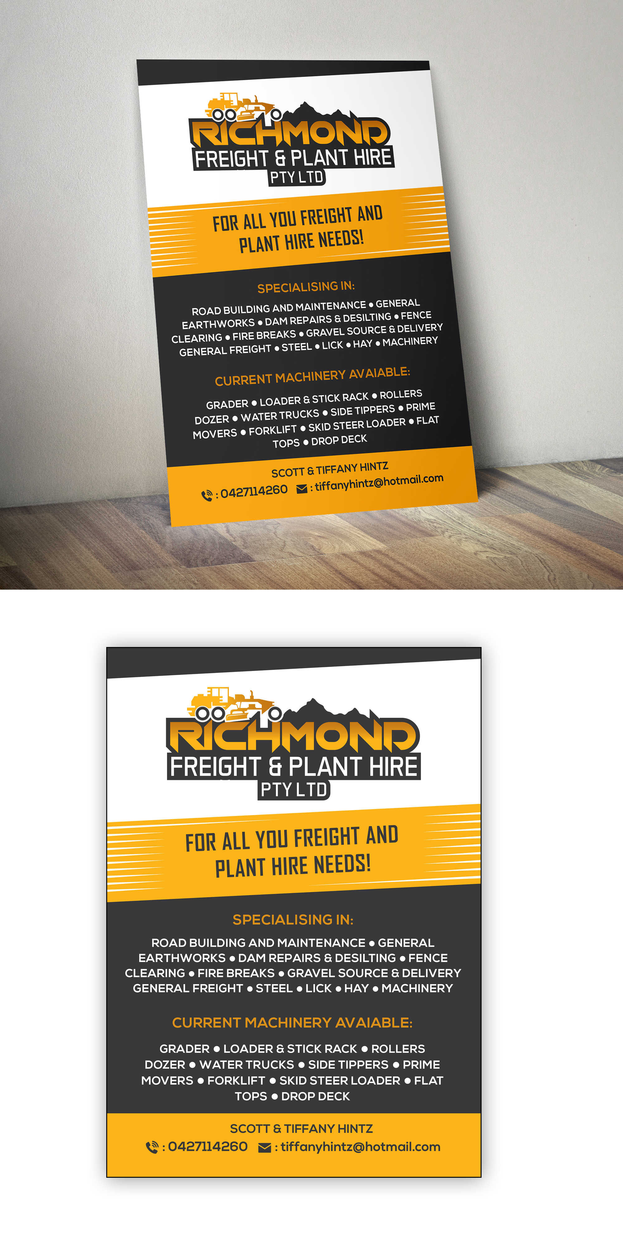 Design de Flyer par graphic.ghy pour Richmond Freight & Plant Hire Pty Ltd  | Design #23848305