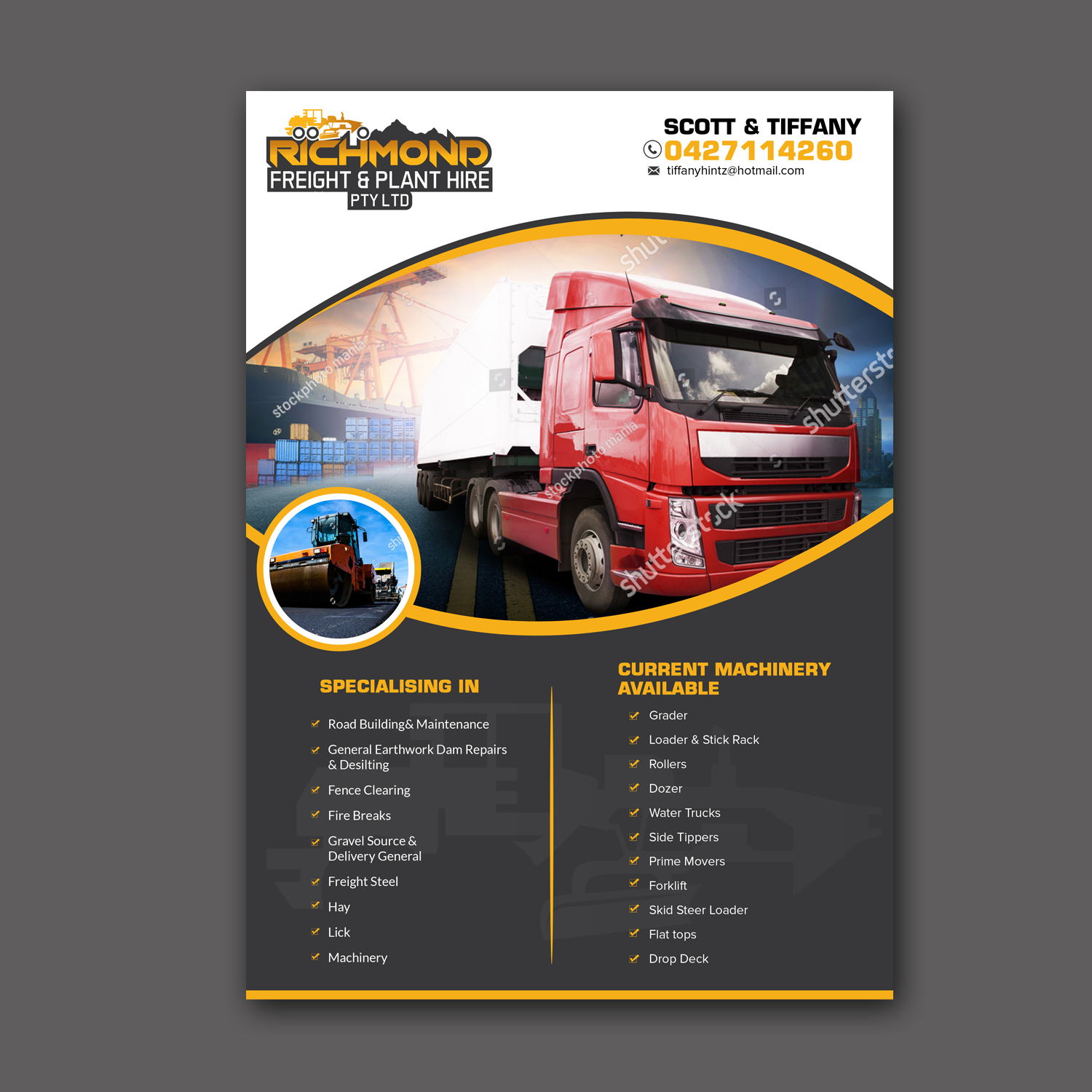 Flyer Design by Schöpfer for Richmond Freight & Plant Hire Pty Ltd  | Design #23840597