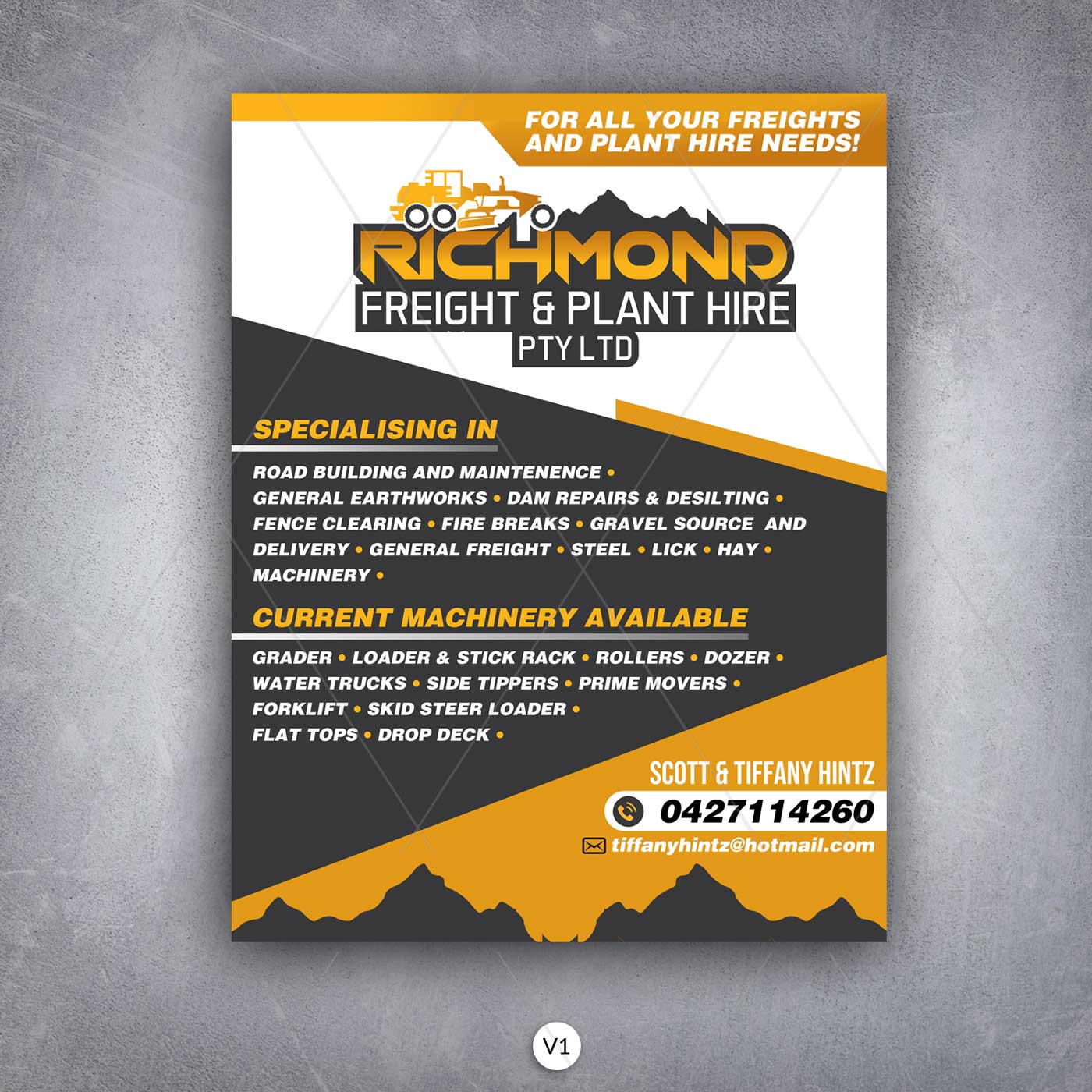 Flyer Design by DA. for Richmond Freight & Plant Hire Pty Ltd  | Design #23833109