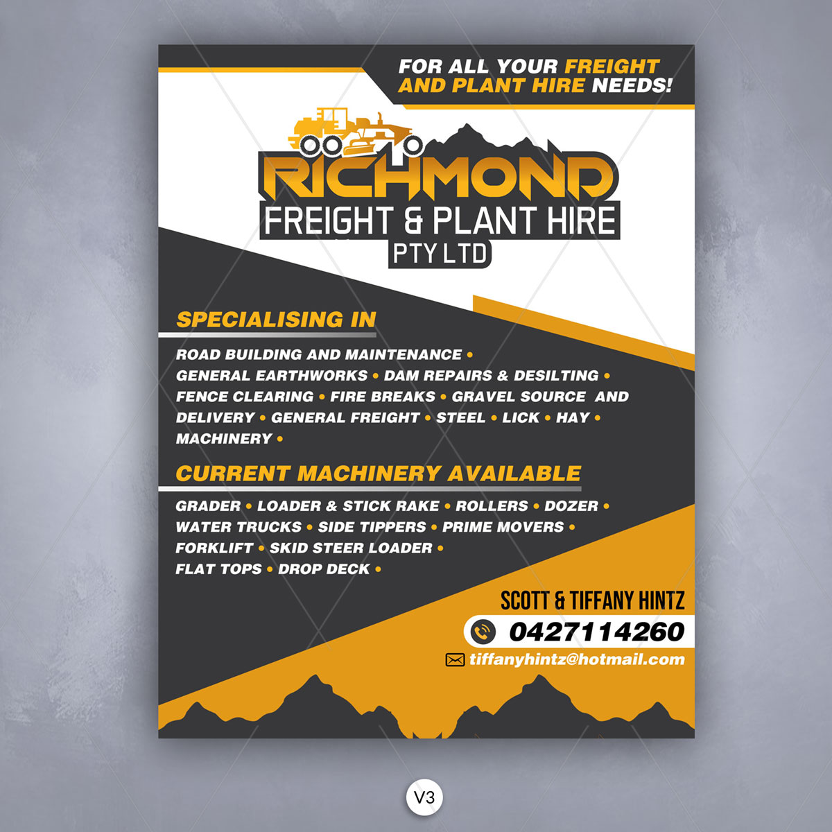 Flyer Design by DA. for Richmond Freight & Plant Hire Pty Ltd  | Design #23836338