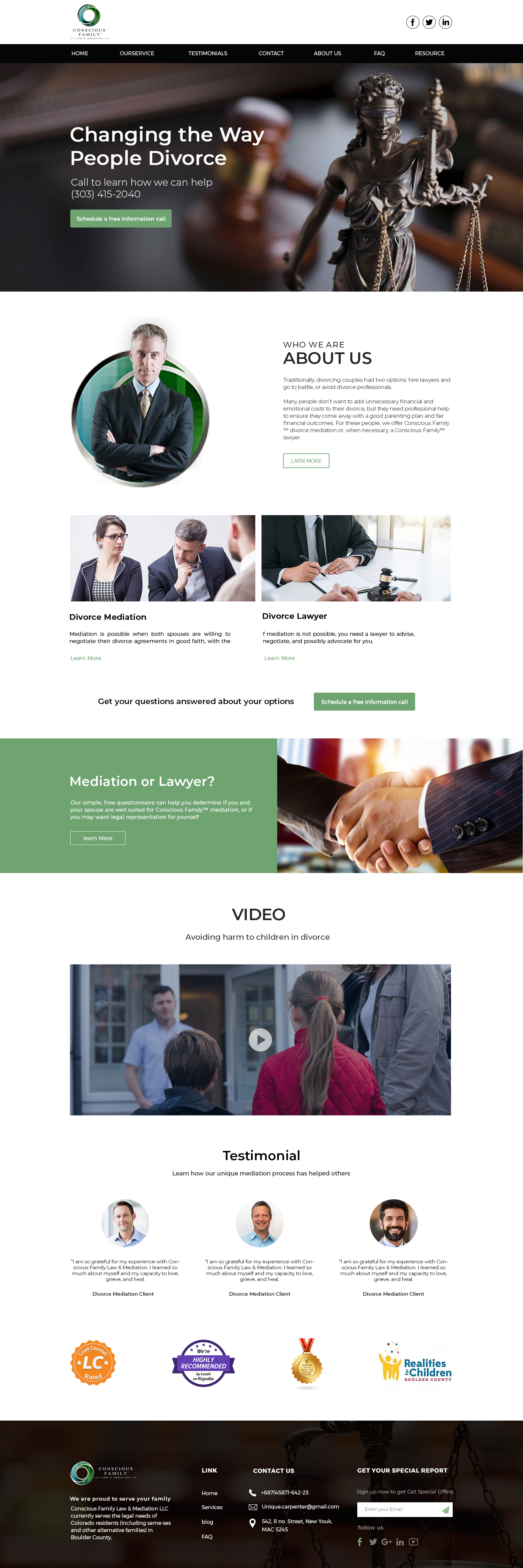 Squarespace Design by ancineha for Conscious Family Law & Mediation | Design #23902831