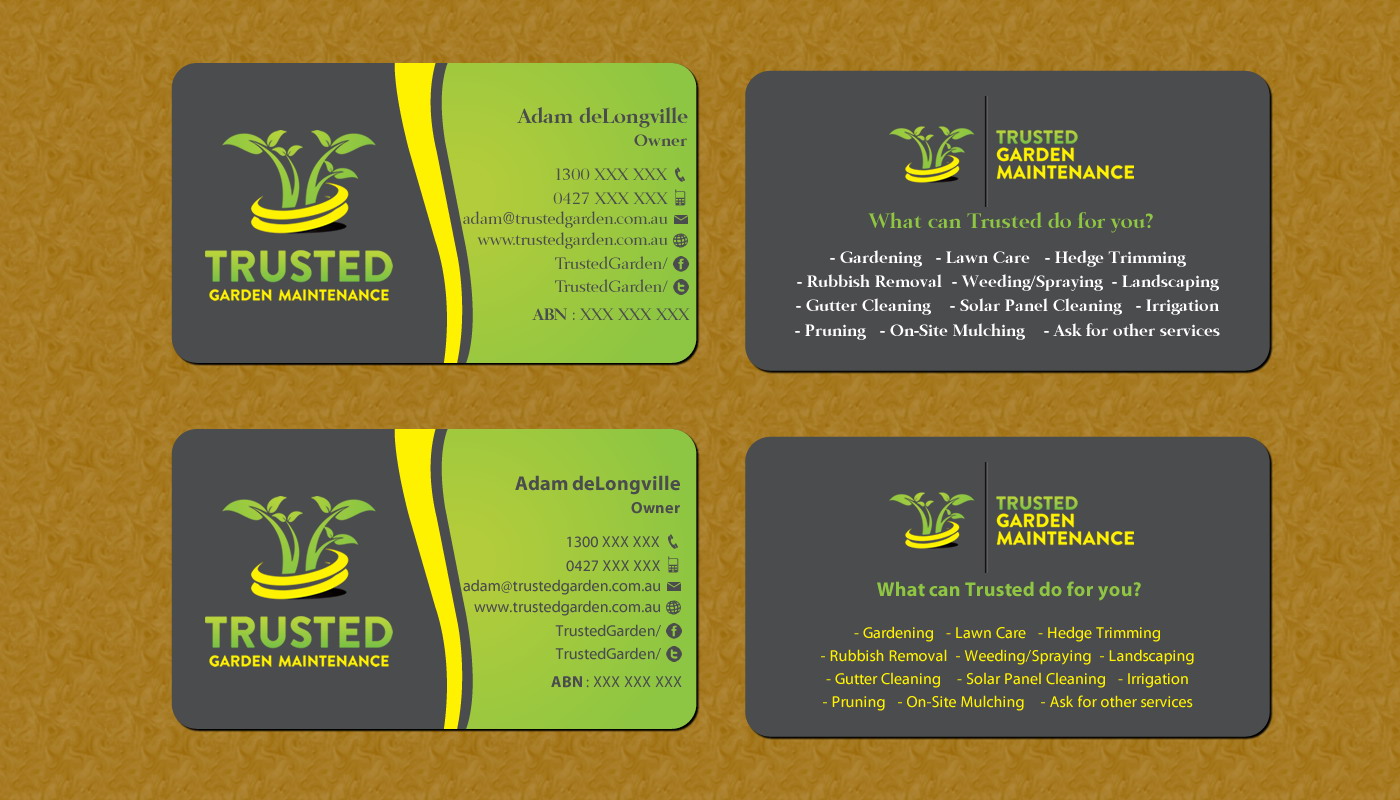 Garden Design Business Cards bold, professional business card design for adam delongville Garden Design Business Cards bold, professional business card design for adam delongville