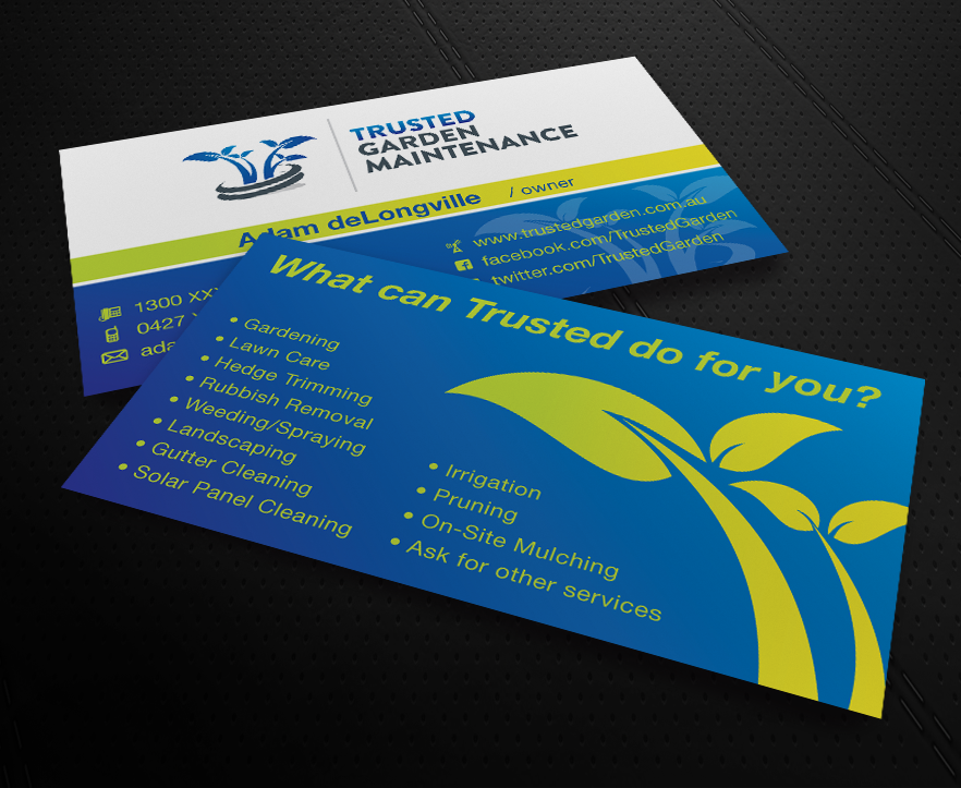 Garden Design Business Cards bold, professional business card design for adam delongville Garden Design Business Cards bold, professional business card design for adam delongville