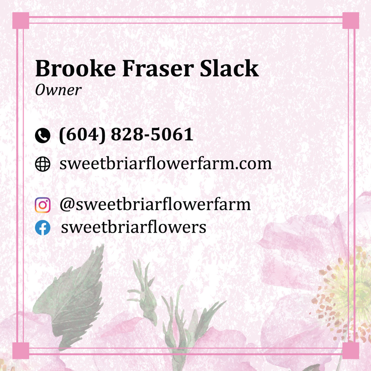 Business Card Design by Saya for Sweetbriar Flower Farm | Design #23969361