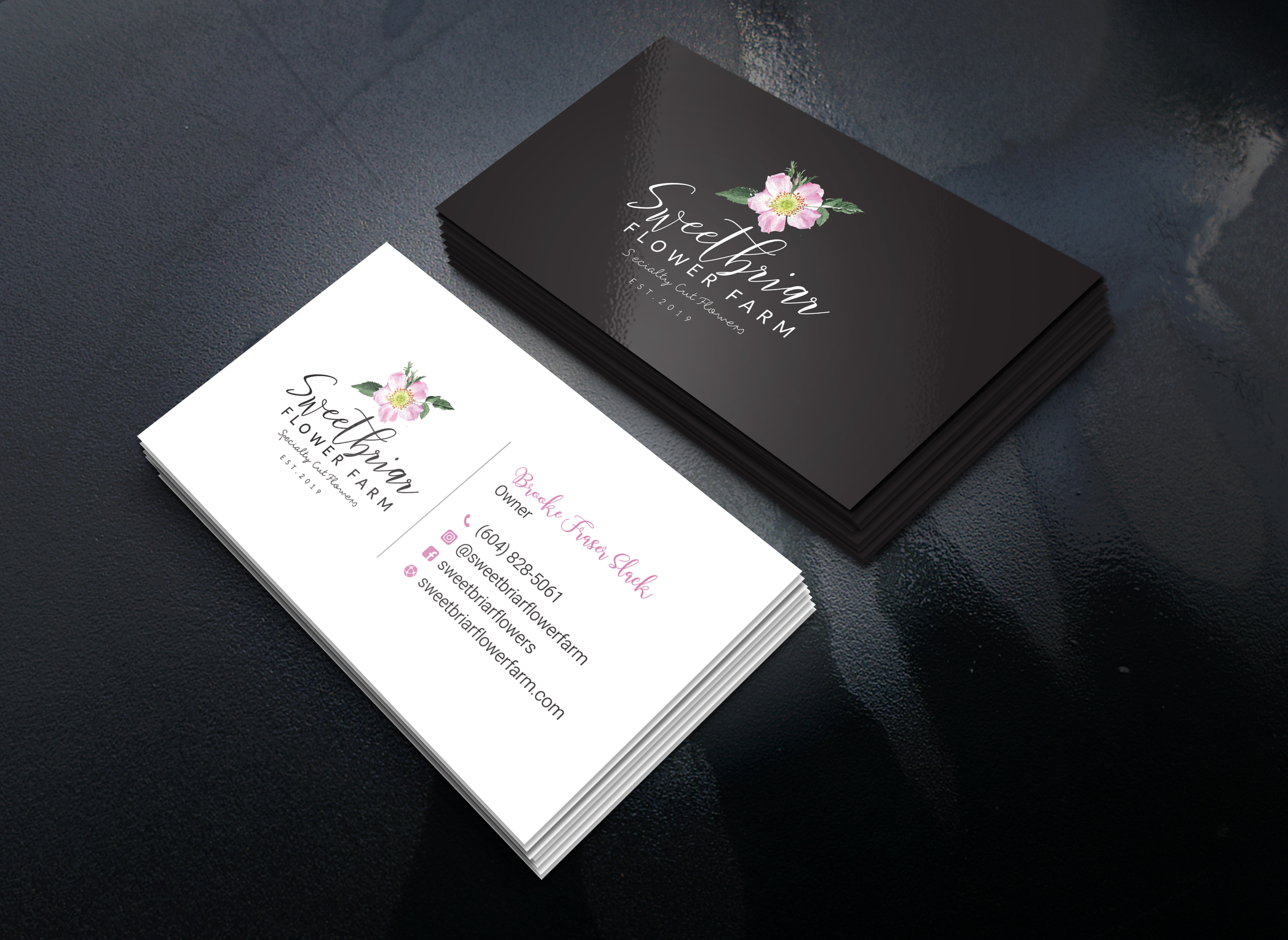 Business Card Design by LAXMI DESIGNHUB for Sweetbriar Flower Farm | Design #23892111