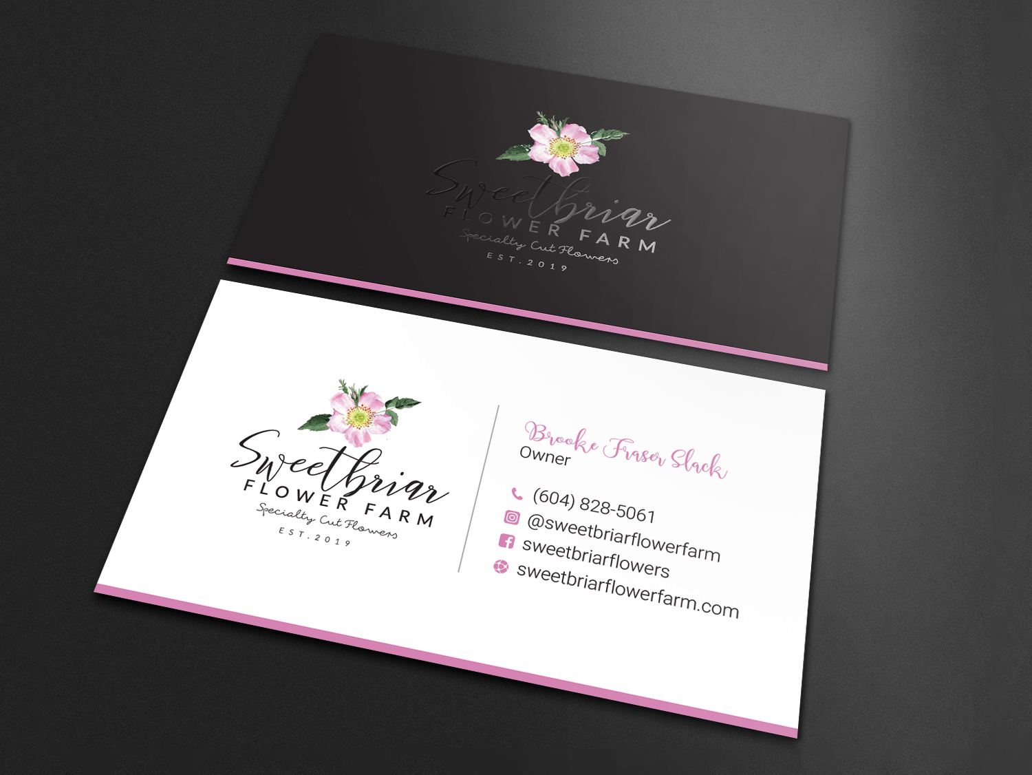 Business Card Design by LAXMI DESIGNHUB for Sweetbriar Flower Farm | Design #23892194
