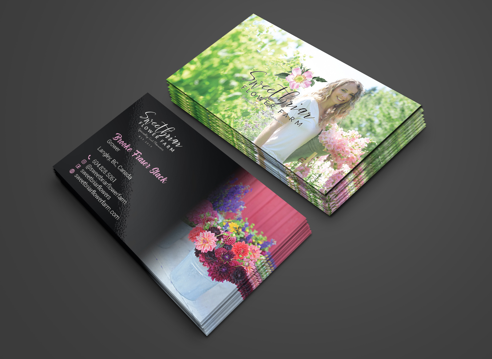 Business Card Design by LAXMI DESIGNHUB for Sweetbriar Flower Farm | Design #23993763