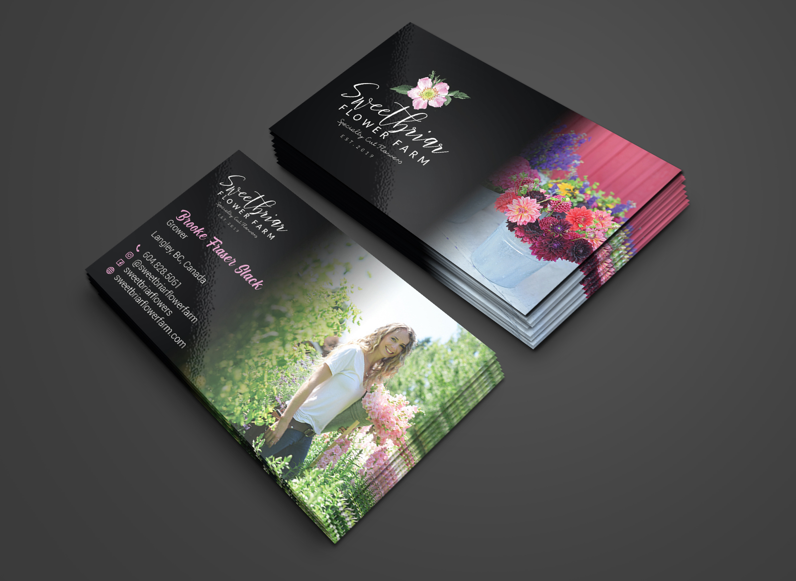 Business Card Design by LAXMI DESIGNHUB for Sweetbriar Flower Farm | Design #23993772
