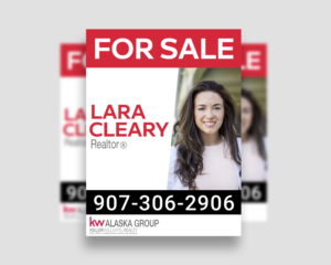 Lara Cleary Real estate 907-306-2906 KW Alaska Group, Keller Williams Realty, Each office is independently owned and operated | Logo Design by Zybs Graphics