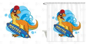 Unique Dinosaur design for a boy's shower curtain product | Design Graphique par SofiaDesignStudio