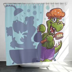 Unique Dinosaur design for a boy's shower curtain product | Design Graphique par B'signs