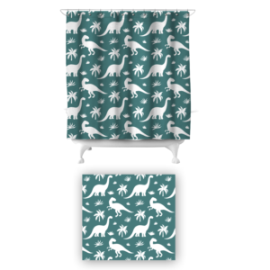 Unique Dinosaur design for a boy's shower curtain product | Design Graphique par olpattern