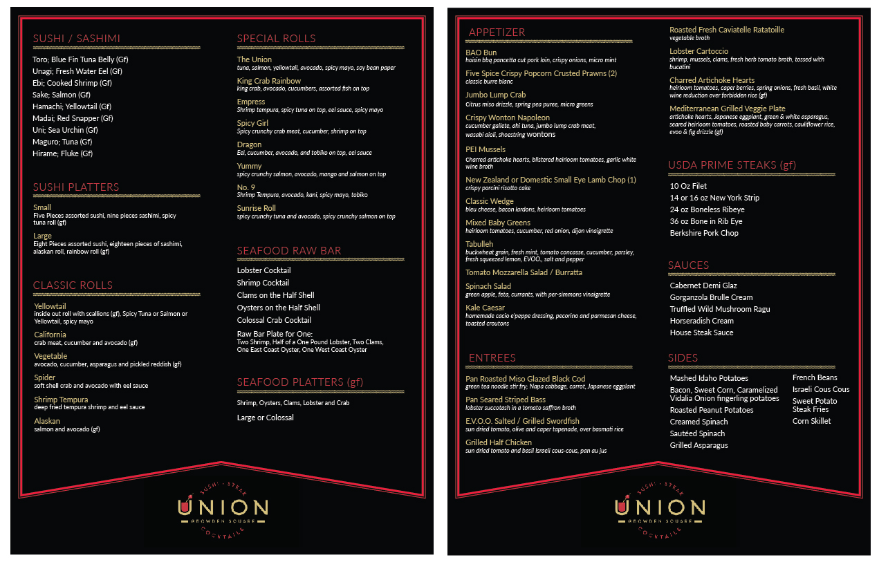 Menu Design by eleven for this project | Design #23933623