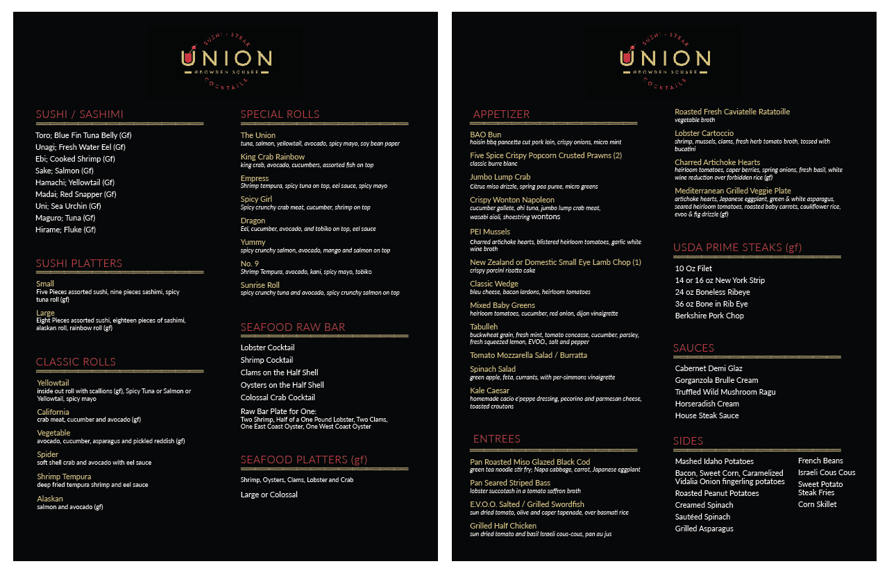 Menu Design by eleven for this project | Design #23933632