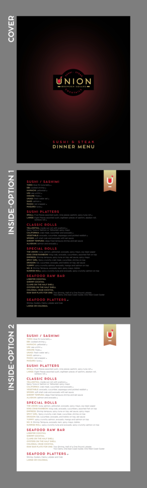 Union Sushi & Steak Dinner Menu | Menü-Design von Emmanuel Creations