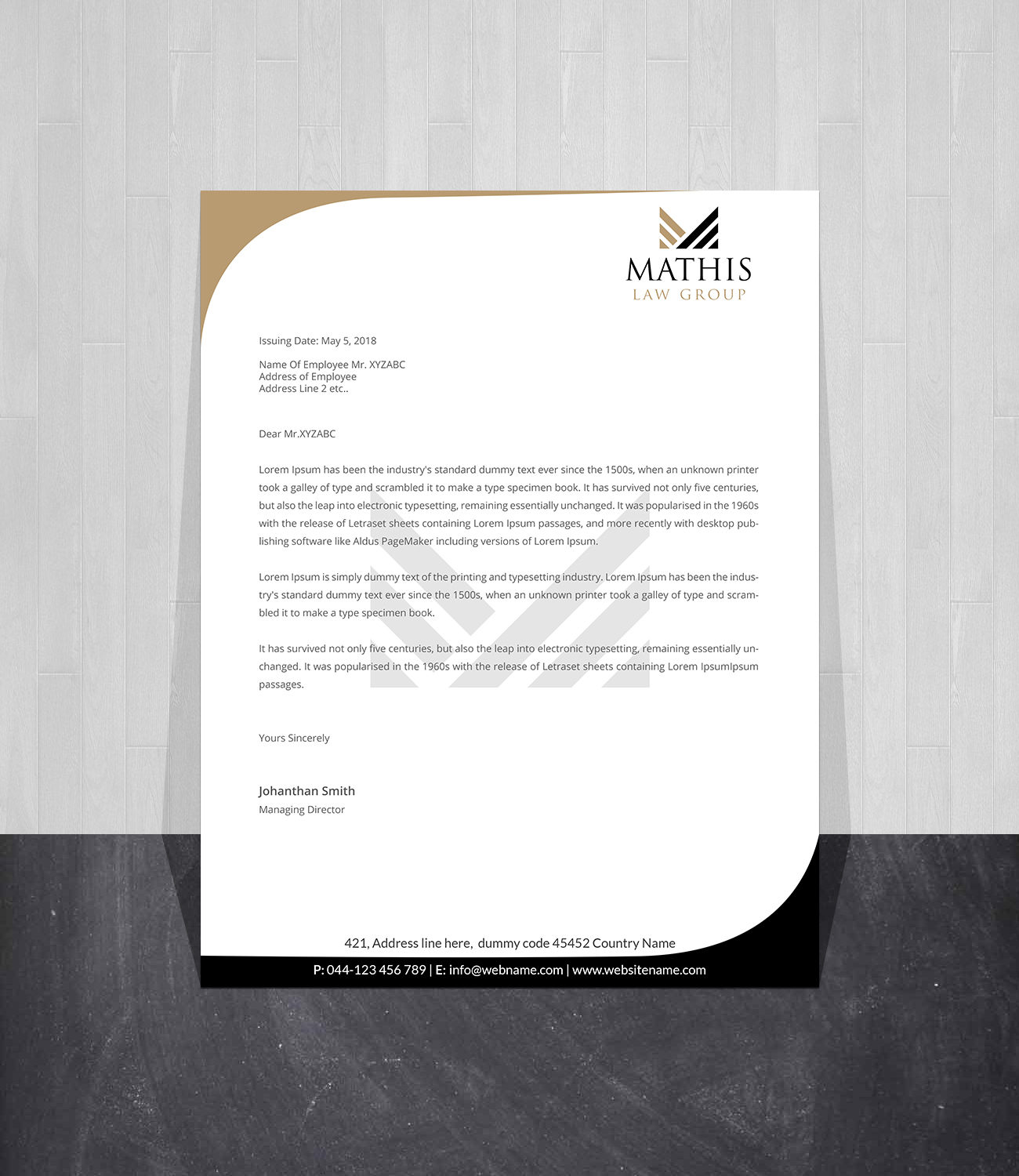 Letterhead Design by Creations Box 2015 for Mathis Law Group  | Design #23952148