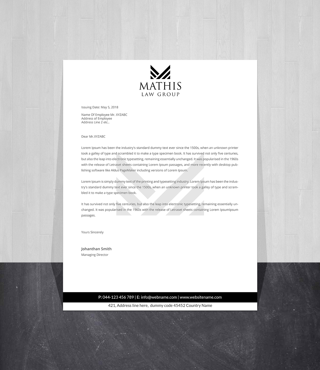 Letterhead Design by Creations Box 2015 for Mathis Law Group  | Design #23952149