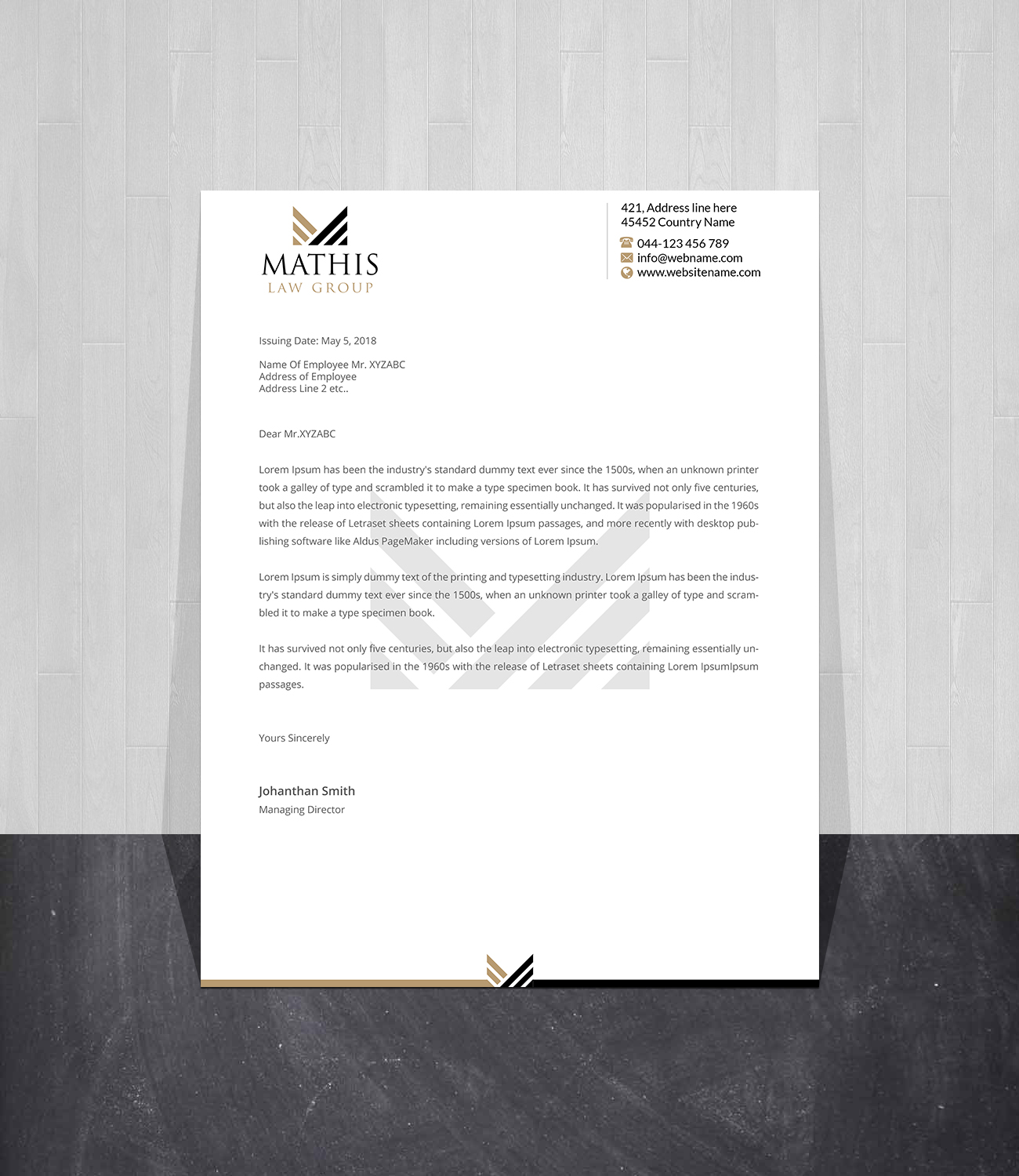 Letterhead Design by Creations Box 2015 for Mathis Law Group  | Design #23952154