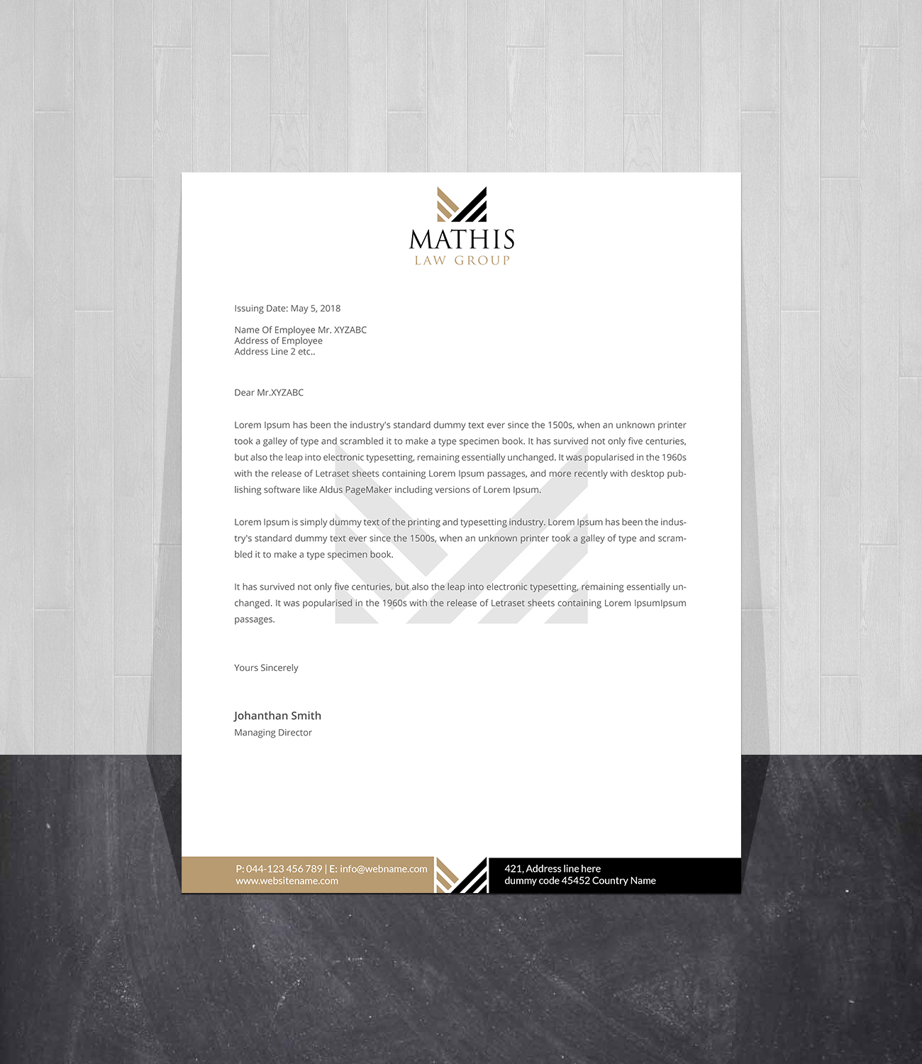 Letterhead Design by Creations Box 2015 for Mathis Law Group  | Design #23952156