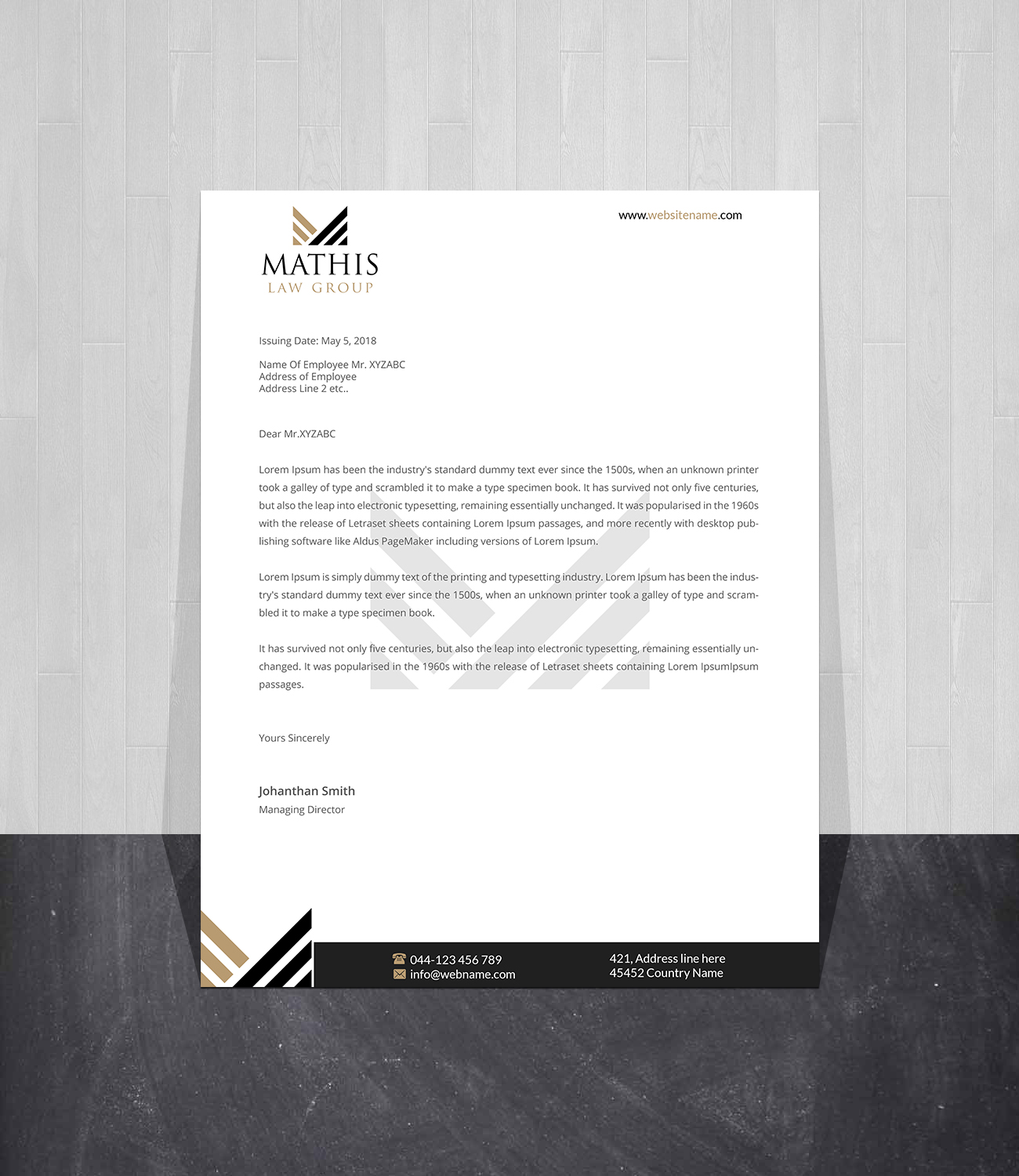Letterhead Design by Creations Box 2015 for Mathis Law Group  | Design #23956671
