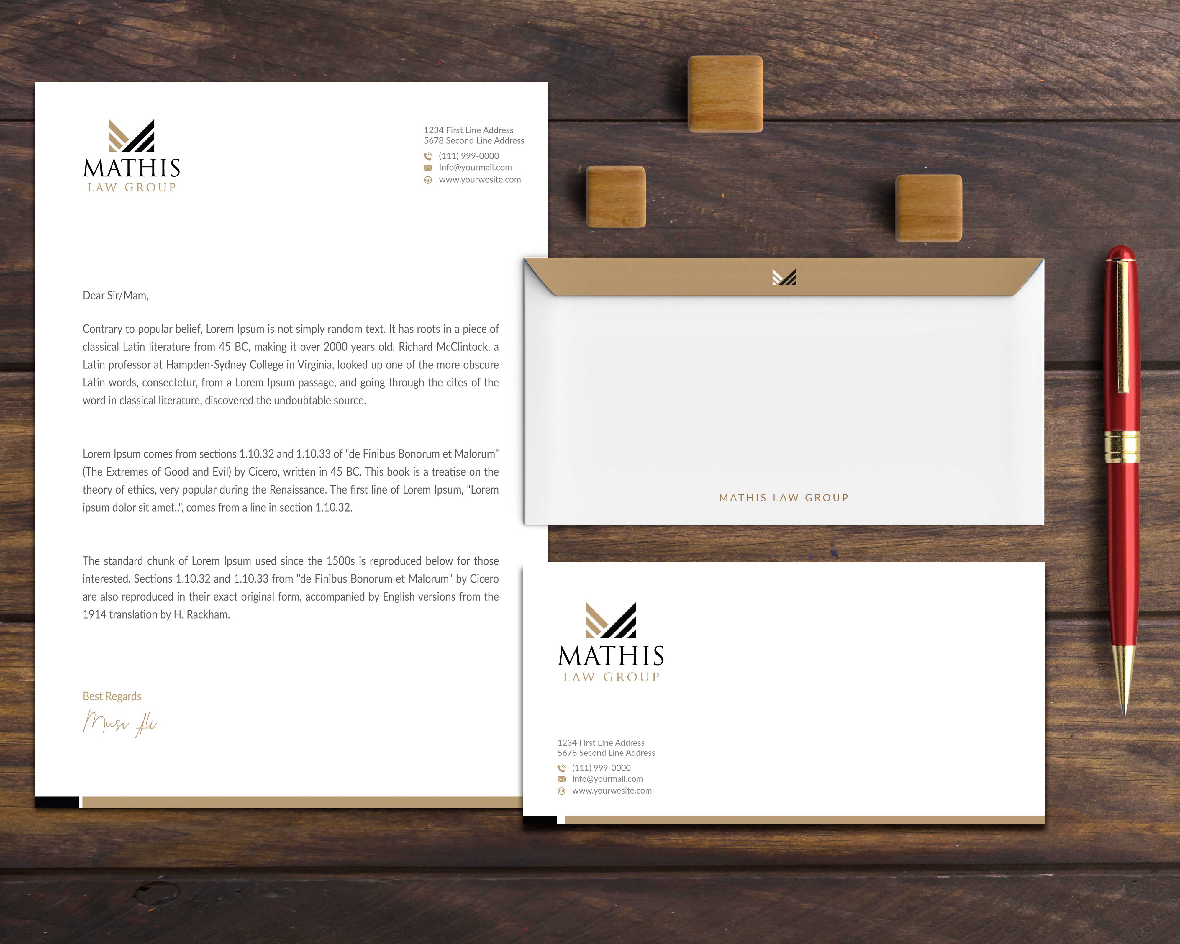 Letterhead Design by Musa. A for Mathis Law Group  | Design #24001332