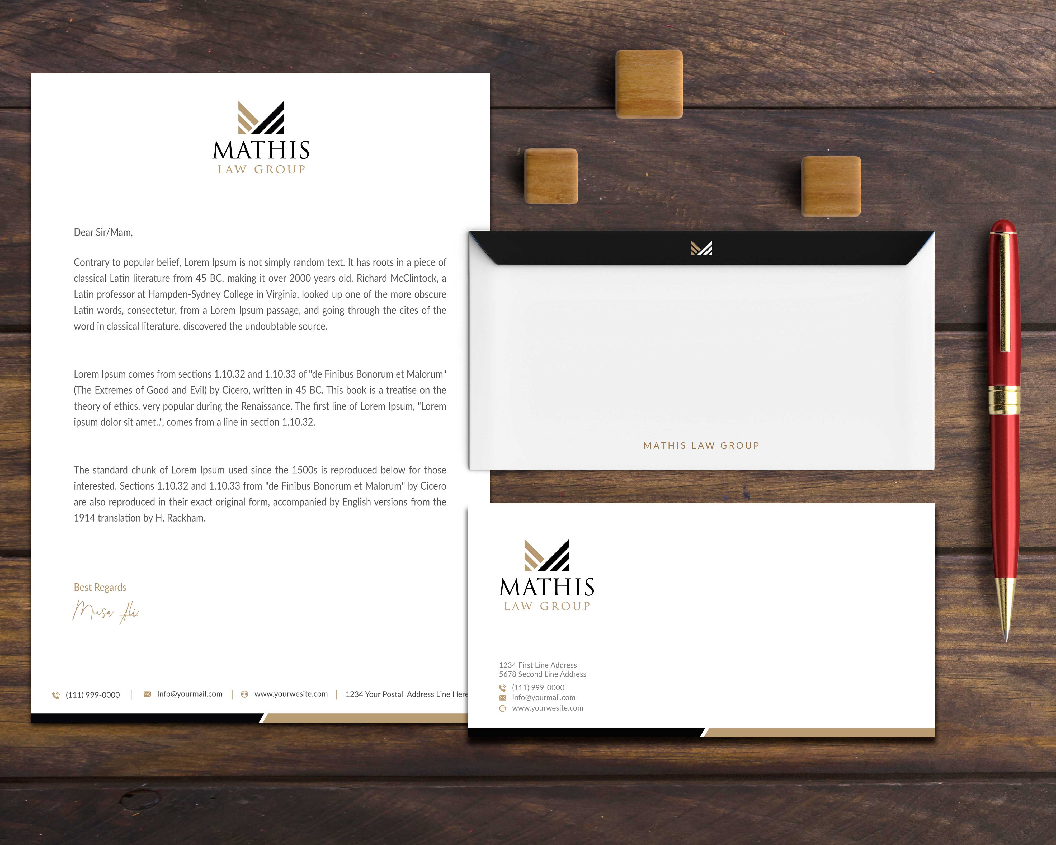 Letterhead Design by Musa. A for Mathis Law Group  | Design #24001333
