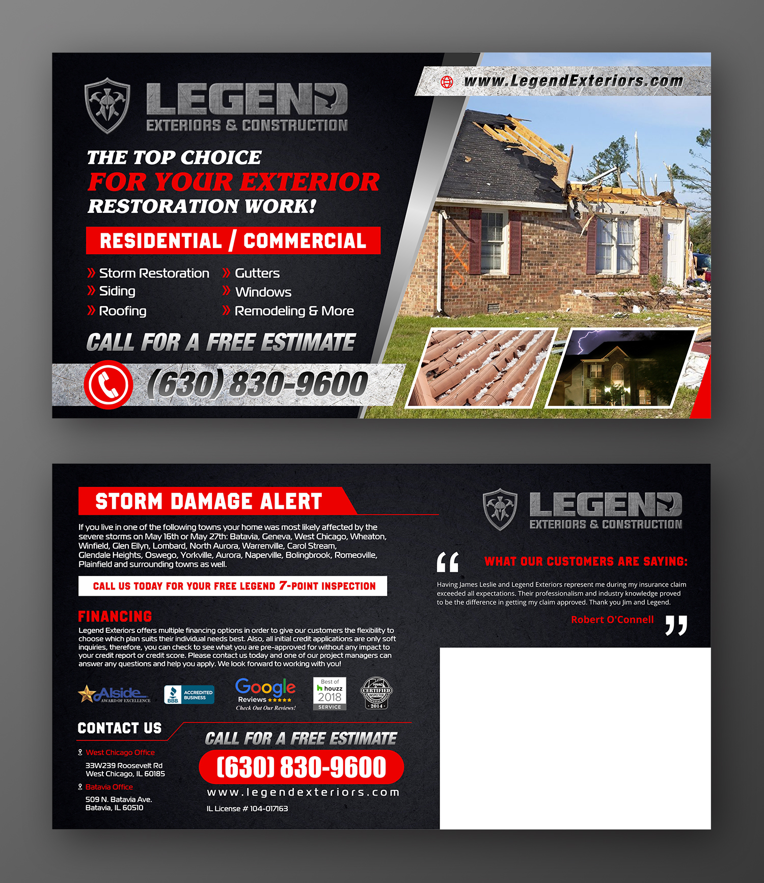 Design de Flyer par OwnDesign pour Legend Exteriors and Construction | Design #23953545