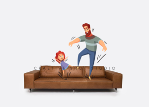 Set of instagram posts which mix comics, life's challenges with virus, furniture and humour | Diseño Con Ilustración por Creative Shots Studio