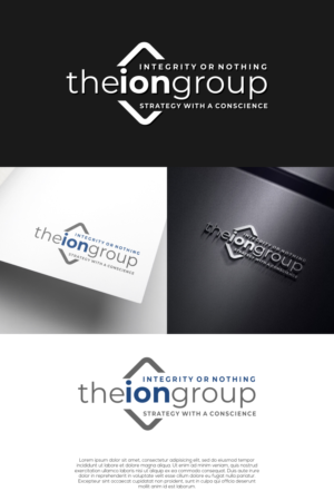 the ion group with the tag line "strategy with a conscience". On the back of the business cards or tucked away we would like the words to appear  "integrity or nothing" as this is where our acronym  | Diseño de Logo por laba tiada henti