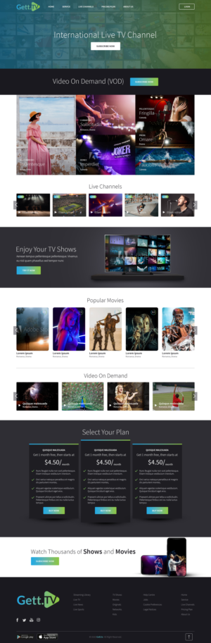 OTT TV and VOD Service Website (like Pluto.tv ; Hulu  etc.) | Web-Design von sai.designer87