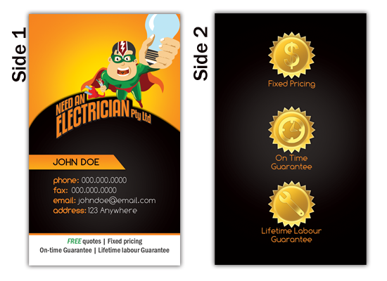 Business Card Design by k.a.d.a. designs for Need An Electrician Pty Ltd | Design #62947