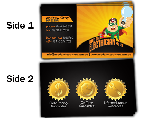 Design de Carte de Visite par k.a.d.a. designs pour Need An Electrician Pty Ltd | Design #63566