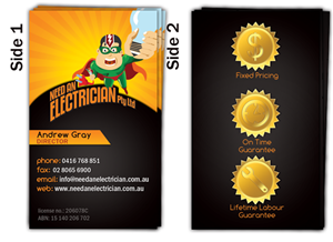 Diseño de Tarjeta de Presentación por k.a.d.a. designs para Need An Electrician Pty Ltd | Diseño: #63727