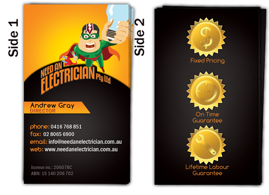 Visitenkarten-Design von k.a.d.a. designs für Need An Electrician Pty Ltd | Design #63729