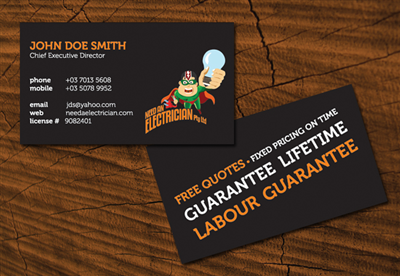 Diseño de Tarjeta de Presentación por M.U. Designs para Need An Electrician Pty Ltd | Diseño: #62591